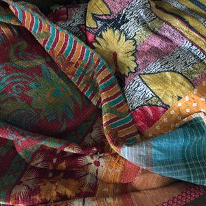 New multi-colored Kantha Quilt 64x94